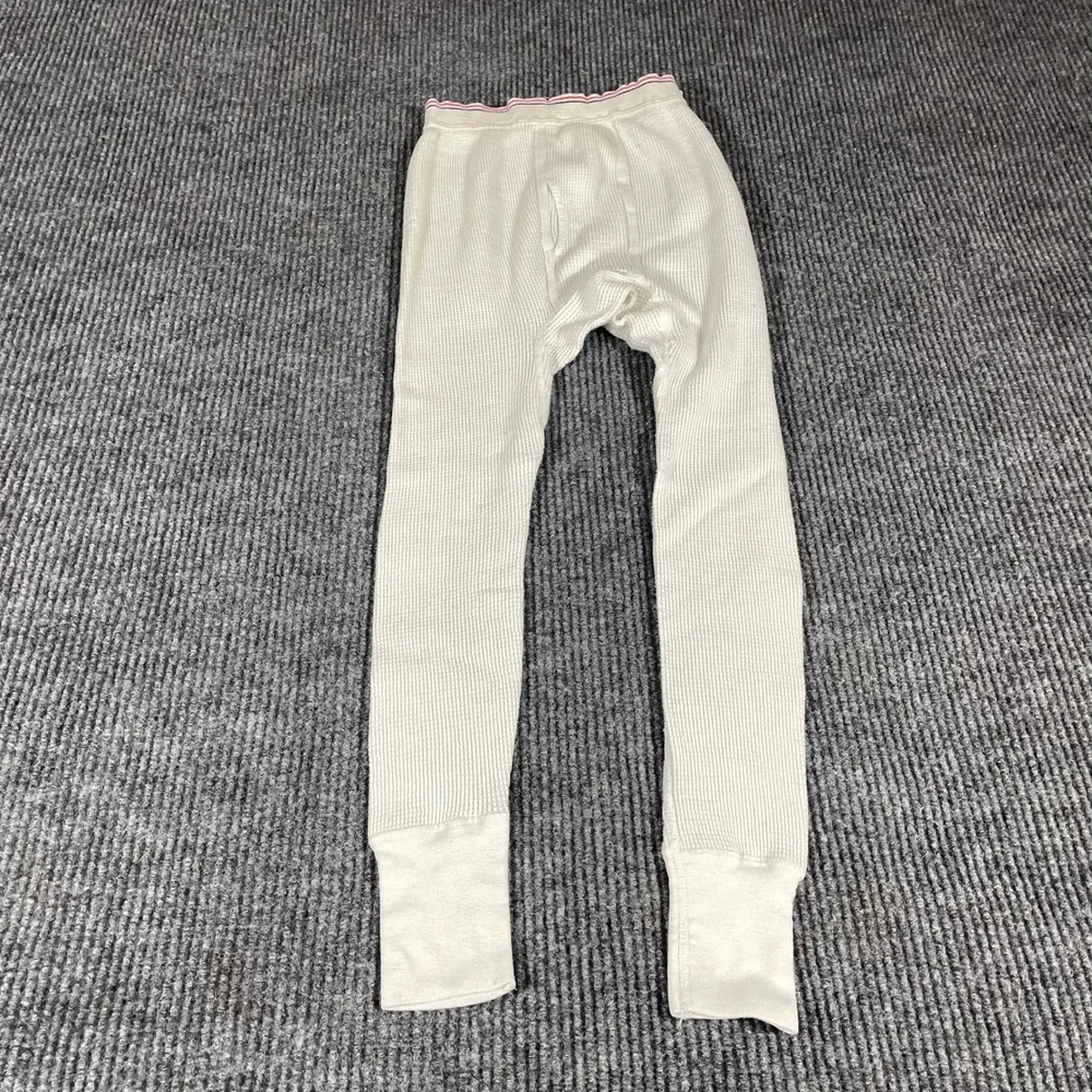 Vintage Thermal Pants Mens Small White Waffle Knit Long Johns Base Layer 80s